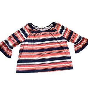 Michael Kors Womens/Teens Top 3/4 Bell Sleeve Horizontal Strip Top Size XL